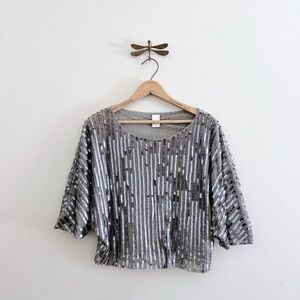 Vila Silver Sequin Sheer Cropped Women's Top